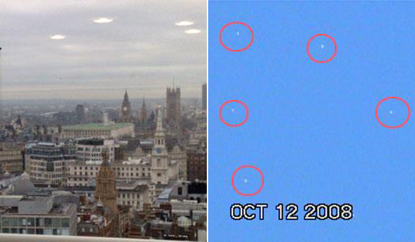  (좌)영국 런던 지역 UFO 출현 (우)작년 광화문 UFO 출현